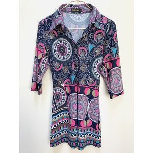 Reborn Collared Floral Print Dress